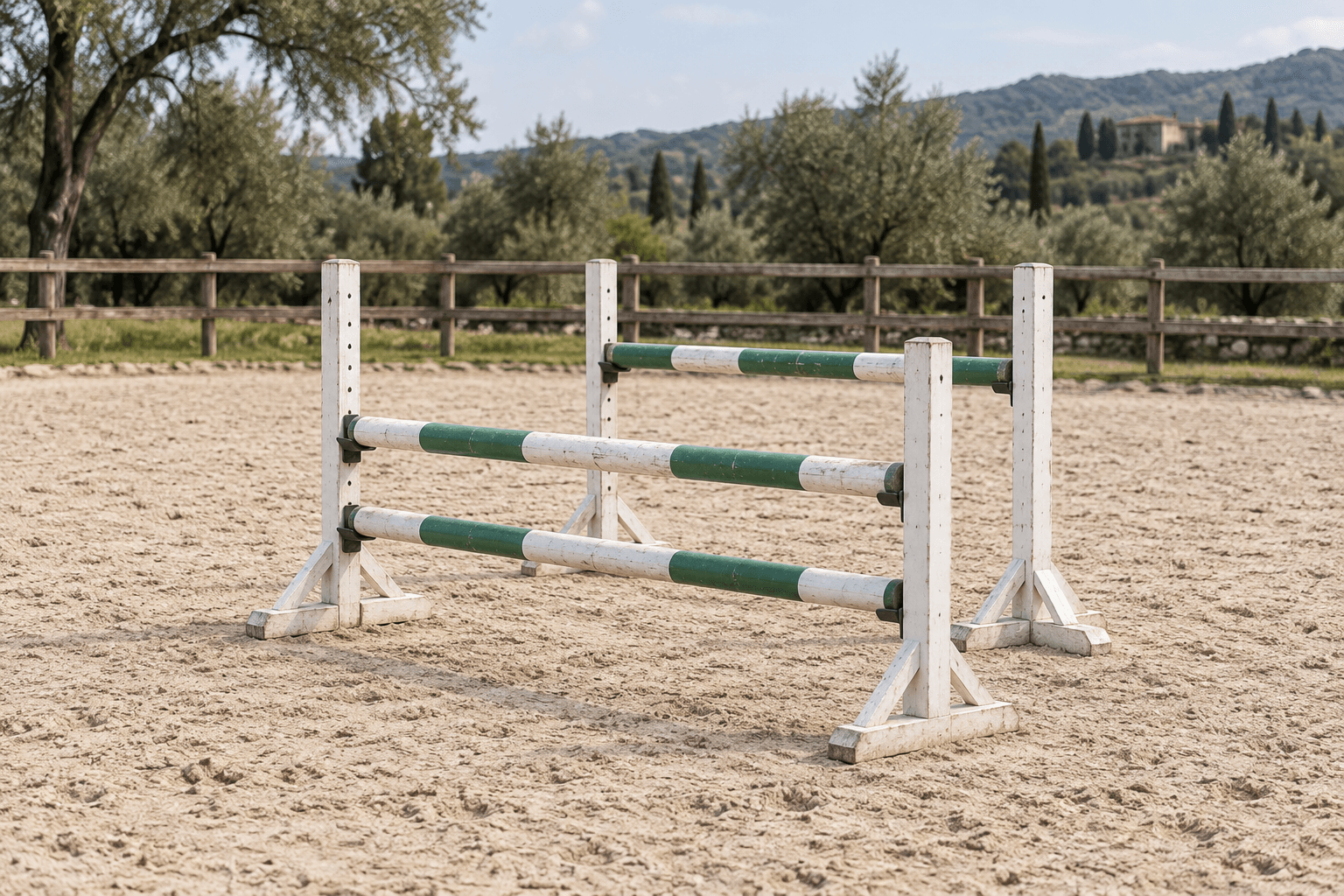 An oxer with separate front and back rail planes.