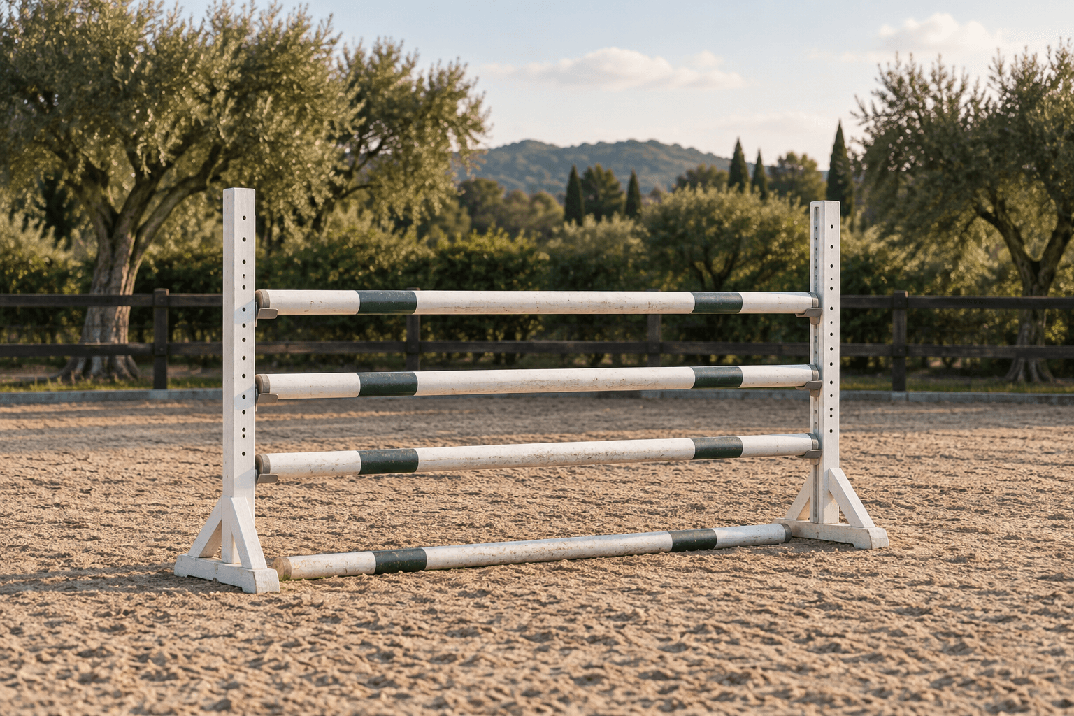 A vertical jump with three rails in one plane.